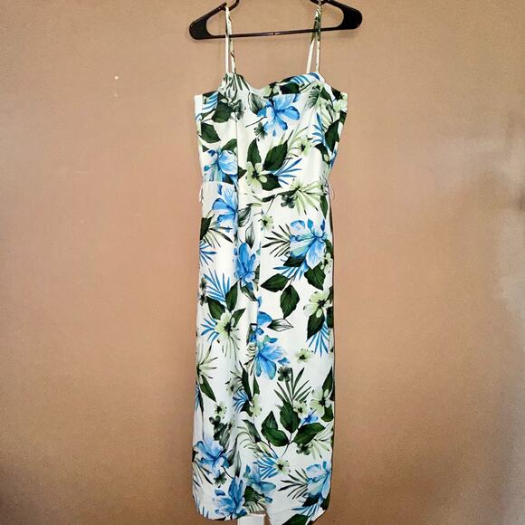 Banana Republic Women's Blue White Floral Romper Dress - Size 10 - Picture 1 of 12